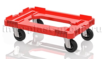 Тележка пластиковая с отверстием без тормозов усиленная красная в Улан-Удэ Тележка пластиковая с отверстием без тормозов усиленная красная в Улан-Удэ