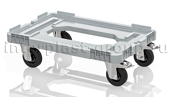Тележка пластиковая с отверстием 2 колеса с тормозом усиленная серая в Улан-Удэ Тележка пластиковая с отверстием 2 колеса с тормозом усиленная серая в Улан-Удэ