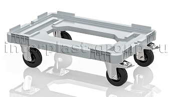 Тележка пластиковая с отверстием 2 колеса с тормозом серая в Улан-Удэ
