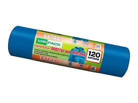 Мешки для мусора 120 л, синие, в рулоне 10 шт., ПНД, 14 мкм, 1100х700 мм, EXTRA, ex1201802 в Улан-Удэ