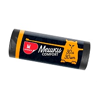 Мешки для мусора 30 л, черные, в рулоне 30 шт., ПНД, 7 мкм, 560х480 мм, Comfort, М0291 (МН 30-30ч) в Улан-Удэ