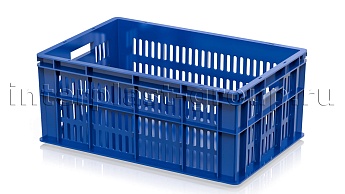 Ящик для молока, мяса, овощей и фруктов большая перфорация дно сплошное синий в Улан-Удэ Ящик для молока, мяса, овощей и фруктов большая перфорация дно сплошное синий в Улан-Удэ