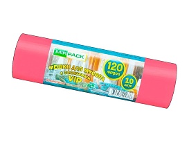 Мешки для мусора 120 л, с завязками, красные, в рулоне 10 шт., ПНД, 15 мкм, 800х750 мм, VIP, Z12010red в Улан-Удэ