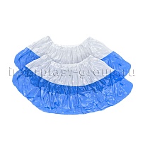 Бахилы бело-синие 1000 шт (500 пар), 48 мкм, двойная подошва, с одной резинкой, Эконом+ в Улан-Удэ