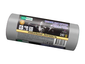 Мешки для мусора 240 л, ароматизированные, серые, в рулоне 10 шт., ПВД 40 мкм, 1500х1100 мм, СИЛАЧИ, sil240111101 в Улан-Удэ