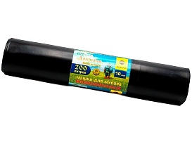 Мешки для мусора 200 л, ароматизированные, черные, в рулоне 10 шт., ПВД, 100 мкм, 1200х800 мм, Добрыня, Dob20010black в Улан-Удэ