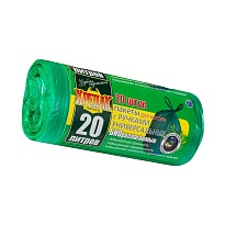 Мешки для мусора 20 л, биоразлагаемые, с ручками, черные, в рулоне 30 шт., ПНД, 10 мкм, 550х440 мм, Крепак, 4607075710047 в Улан-Удэ