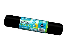 Мешки для мусора 240 л, черные, в рулоне 10 шт., ПВД 80 мкм, 1300х930 мм, EXPORT, exp 24010167 в Улан-Удэ
