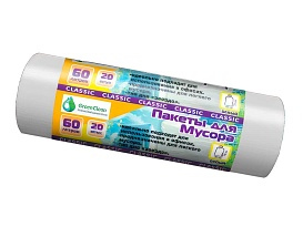 Мешки для мусора 60 л, белые, в рулоне 20 шт., ПНД, 7 мкм, 700х600 мм, MIRPACK Classik, 602052 в Улан-Удэ Мешки для мусора 60 л, белые, в рулоне 20 шт., ПНД, 7 мкм, 700х600 мм, MIRPACK Classik, 602052 в Улан-Удэ