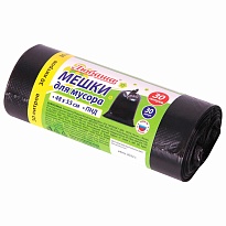 Мешки для мусора 30 л, черные, в рулоне 30 шт., ПНД, 7 мкм, 550х480 мм, Любаша, 608089 в Улан-Удэ
