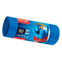 Мешки для мусора 160 л, с ушками, синие, в рулоне 10 шт., ПВД, 30 мкм, 1250х900 мм, PACLAN Multitop, 604064 в Улан-Удэ