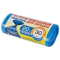 Мешки для мусора 20 л, синие, в рулоне 30 шт., ПНД, 8 мкм, 500х450 мм, LAIMA, 607682 в Улан-Удэ