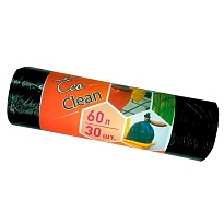 Мешки для мусора 60 л, черные, в рулоне 30 шт., ПНД, 6 мкм, 640х580 мм, Концепция Быта EcoClean, 603890 в Улан-Удэ