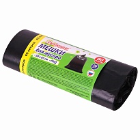 ММешки для мусора 60 л, черные, в рулоне 20 шт., ПНД, 8 мкм, 650х580 мм, Любаша, 608092 в Улан-Удэ