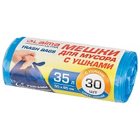 Мешки для мусора 35 л, с ушками, синие, в рулоне 30 шт., ПНД, 11 мкм, 650х500 мм, LAIMA ULTRA, 607684 в Улан-Удэ Мешки для мусора 35 л, с ушками, синие, в рулоне 30 шт., ПНД, 11 мкм, 650х500 мм, LAIMA ULTRA, 607684 в Улан-Удэ