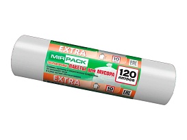 Мешки для мусора 120 л, белые, в рулоне 10 шт., ПНД, 14 мкм, 1100х700 мм, EXTRA, ex1201803 в Улан-Удэ