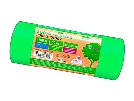 Мешки для мусора 180 л, ароматизированные, биоразлагаемые, зеленые, в рулоне 10 шт., ПВД, 40 мкм, 1300х930 мм, PURE ECOLOGY, bio1801081 в Улан-Удэ Мешки для мусора 180 л, ароматизированные, биоразлагаемые, зеленые, в рулоне 10 шт., ПВД, 40 мкм, 1300х930 мм, PURE ECOLOGY, bio1801081 в Улан-Удэ