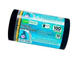 Мешки для мусора 100 л, черные, в рулоне 10 шт., ПВД, 70 мкм, 1000х600 мм, PREMIUM+, 1001076 в Улан-Удэ