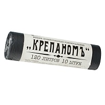 Мешки для мусора 120 л, черные, в рулоне 10 шт., ПНД, 12 мкм, 1030х660 мм, Крепаномъ, 4607075710573 в Улан-Удэ Мешки для мусора 120 л, черные, в рулоне 10 шт., ПНД, 12 мкм, 1030х660 мм, Крепаномъ, 4607075710573 в Улан-Удэ