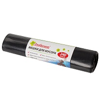 Мешки для мусора 240 л, черные, в рулоне 5 шт., ПВД 30 мкм, 1300х900 мм, Любаша, 605338 в Улан-Удэ Мешки для мусора 240 л, черные, в рулоне 5 шт., ПВД 30 мкм, 1300х900 мм, Любаша, 605338 в Улан-Удэ