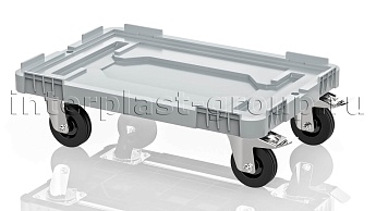 Тележка пластиковая сплошная 2 колеса с тормозом усиленная серая в Улан-Удэ